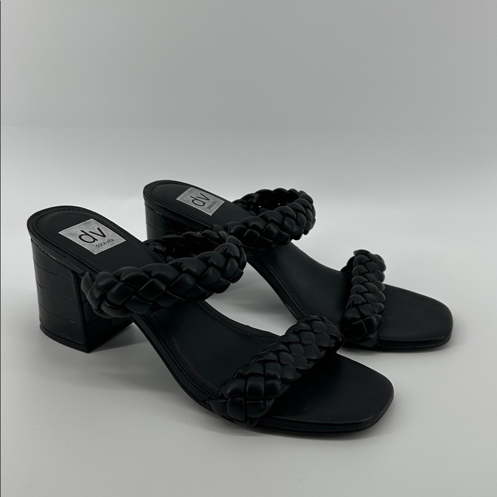 Dolce Vita Black Braided Block Heel Sandals‎ Sz 8/8.5